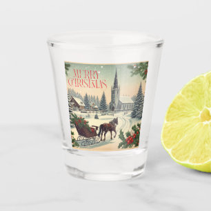 Verre A Shot Scène de Noël classique/Vintage