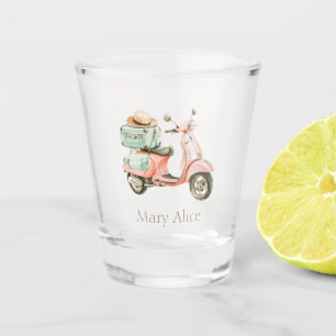 Verre A Shot Scooter côtier rose et aqua mignon