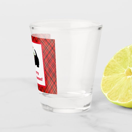 Verre A Shot Scotty Chien et Tartan Joyeux Noël (Droite)