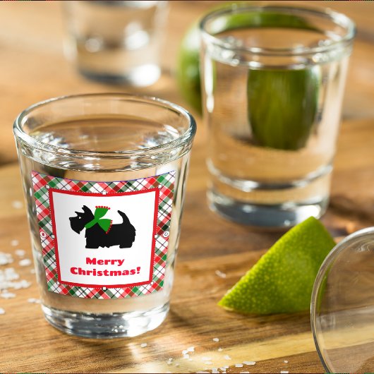 Verre A Shot Scotty Dog et Tartan Christmas