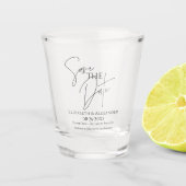 Verre A Shot Script Élégant Enregistrer La Date La Date (Devant)