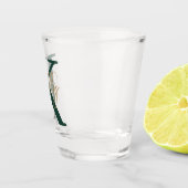 Verre A Shot Script moderne Emerald Green Monogram (Droite)
