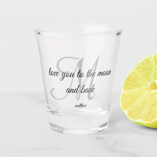 Verre A Shot Script Monogrammed t'aime à la lune et au retour