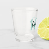 Verre A Shot Script Turquoise moderne personnalisé 100e anniver (Gauche)