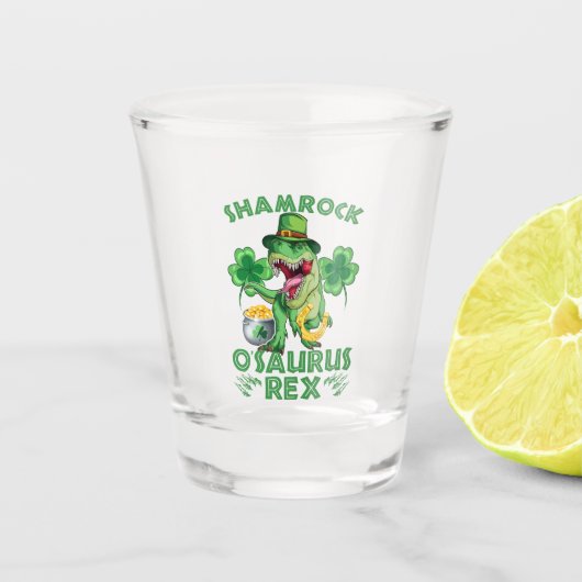 Verre A Shot Shamrock O'saurus Rex | Saint Patrick's Day (Devant)