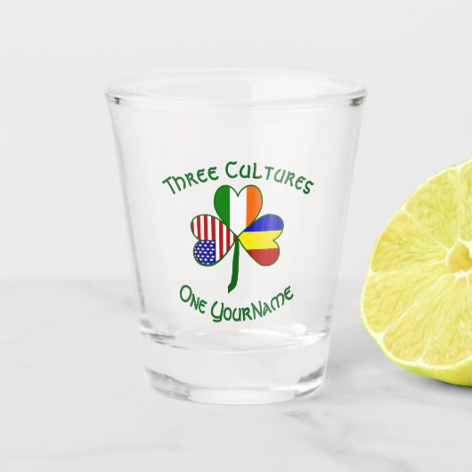 Verre A Shot Shamrock roumain irlandais drapeaux américains Per (Devant)