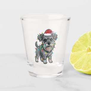 Verre A Shot Shih Tzu portant un chapeau de Père Noël pour Noël