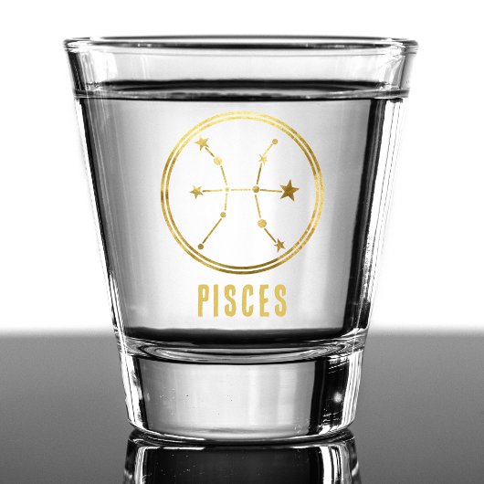 Verre A Shot SIGNE Zodiaque Pisces Astrologie Horoscope Or