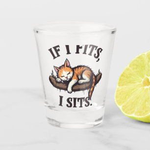 Verre A Shot S'il s'adapte I Ait Drôle Sleepy Chat Feline Kitte