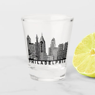 Verre A Shot Silhouette de l'horizon de Philadelphie