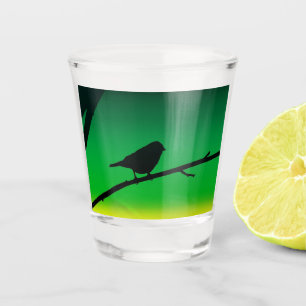 Verre A Shot Silhouette Du Bruant Sur Le Limonène