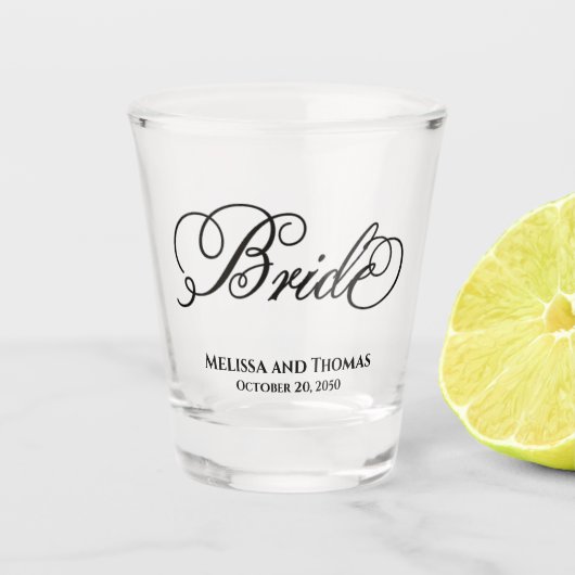 Verre A Shot Simple Calligraphie Script Bride Mariage (Devant)