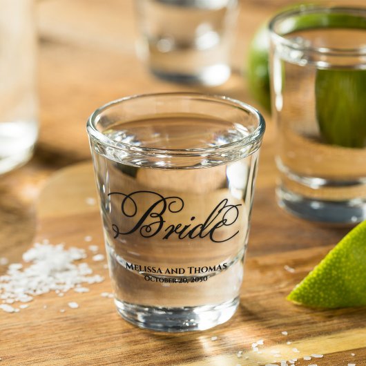 Verre A Shot Simple Calligraphie Script Bride Mariage
