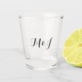 Verre A Shot Simple Initiales de Mariage Couple Script