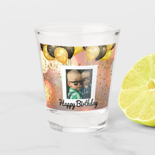 Verre A Shot Simple Joyeux Anniversaire Ajouter un texte photo  (Devant)