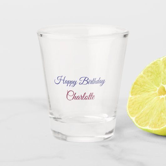 Verre A Shot SIMPLE MINIMAL.CUTIE AJOUTER NOM BÉBÉ joyeux anniv (Devant)