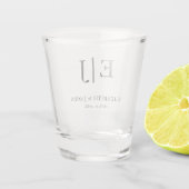 Verre A Shot Simple Moderne Couple Monogramme Mariage (Dos)