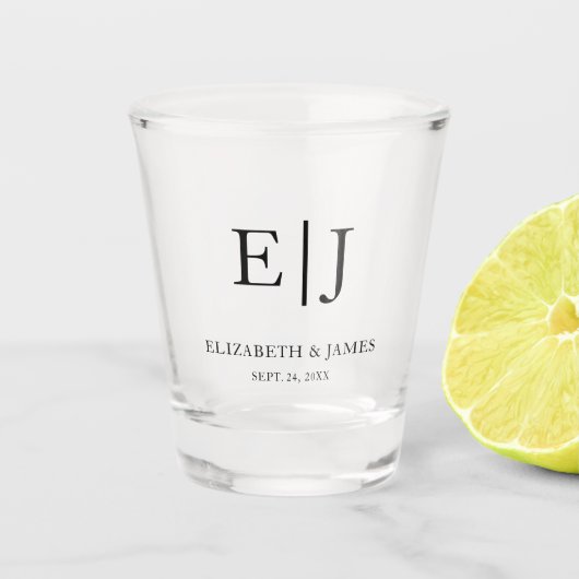 Verre A Shot Simple Moderne Couple Monogramme Mariage (Devant)