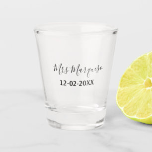Verre A Shot simple monogramme minimal Mme M. nom date année Th