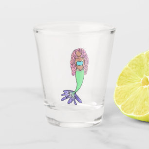 Verre A Shot sirène arc-en-ciel rose bleu violet vert noir bouc