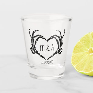 Verre A Shot Skeleton Main Forme de coeur Mariage personnalisé