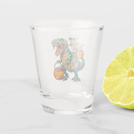 Verre A Shot Skeleton Whimsical équitation maman T-Rex Hallowee (Dos)