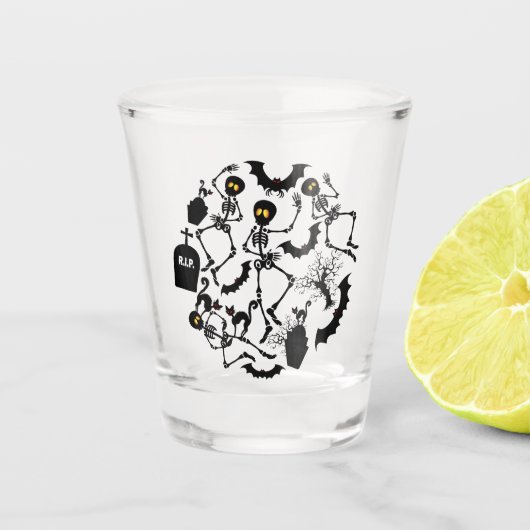 Verre A Shot Skeletons d'Halloween Macabre Dance (Devant)
