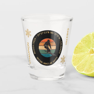Verre A Shot Ski Beaver Creek, Colorado - Man Skier Texte Jaune
