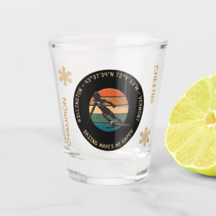 Verre A Shot Ski Killington, Vermont - Femme Skier, Texte Jaune