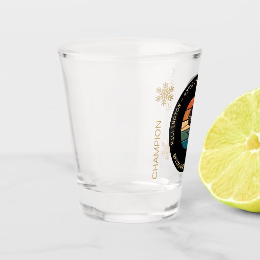 Verre A Shot Ski Killington, Vermont - Man Skier, Texte Jaune (Gauche)