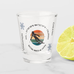 Verre A Shot Ski Vail, Colorado - Femme Skier, Texte noir