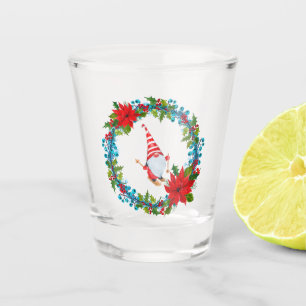Verre A Shot Skieur Nordic Gnome dans une couronne de Noël