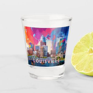 Verre A Shot Skyline Abstrait Coloré de Louisville