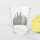 Verre A Shot Skyline de Chicago noir et blanc (Dos)