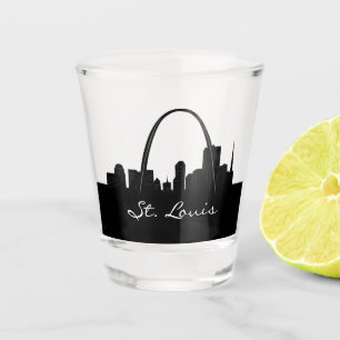 Verre A Shot Skyline St. Louis noir et blanc