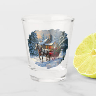 Verre A Shot Sleigh Père Noël à cheval de Noël