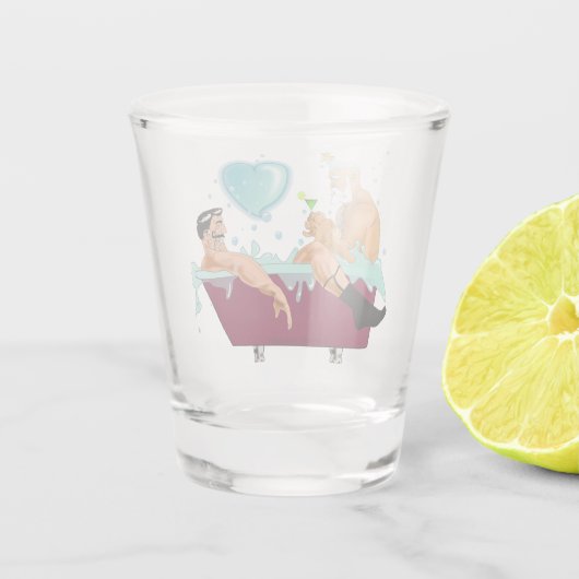 Verre A Shot SlipperyJoe's deux gays hommes aiment la baignoire (Dos)