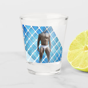 Verre A Shot SlipperyJoe's homme musclé six-pack ventre blanc s