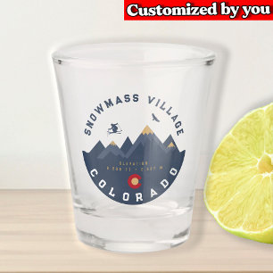Verre A Shot Snowmass Colorado Drapeau Retro Sunset Ski Souveni