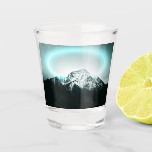 Verre A Shot Snowy mountain mysterious blue neon light