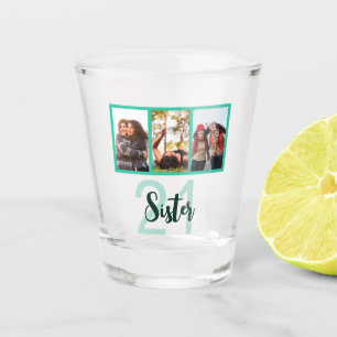 Verre A Shot Soeur 21e anniversaire Turquoise Photo moderne Col