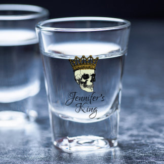 Verre A Shot Son Roi crâne avec Couronne d'or