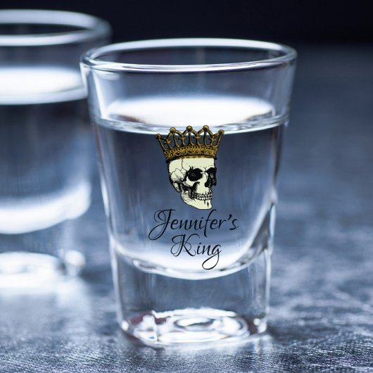 Verre A Shot Son Roi crâne avec Couronne d'or