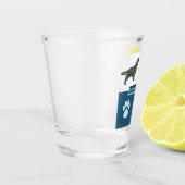 Verre A Shot Springer Spaniel Chien Silhouette et Paw Y&B Grid (Gauche)