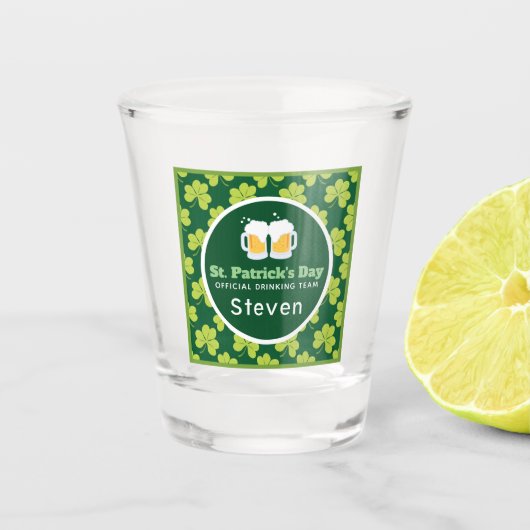Verre A Shot St. Patrick's Drinking Team Clover Motif (Devant)