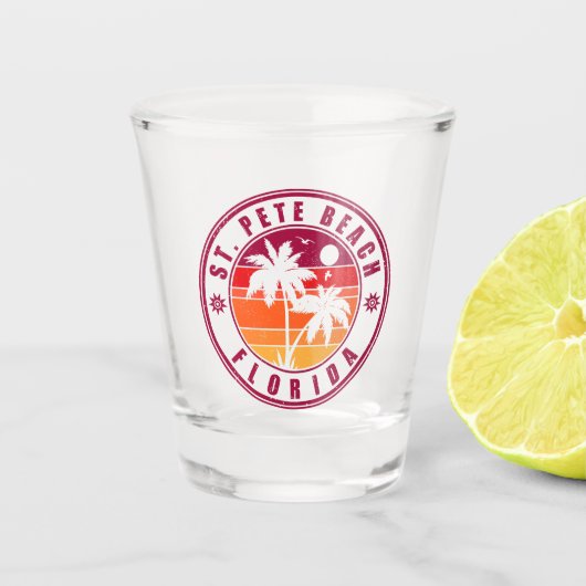 Verre A Shot St. Pete Beach Floride Retro Sunset Palm Tree 60s (Devant)