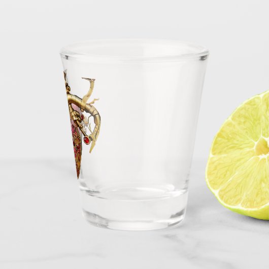 Verre A Shot Steampunk Coeur Anatomique rubis et engrenages (Droite)