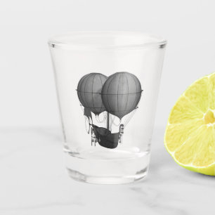 Verre A Shot Steampunk Design Machine volante noire et blanche