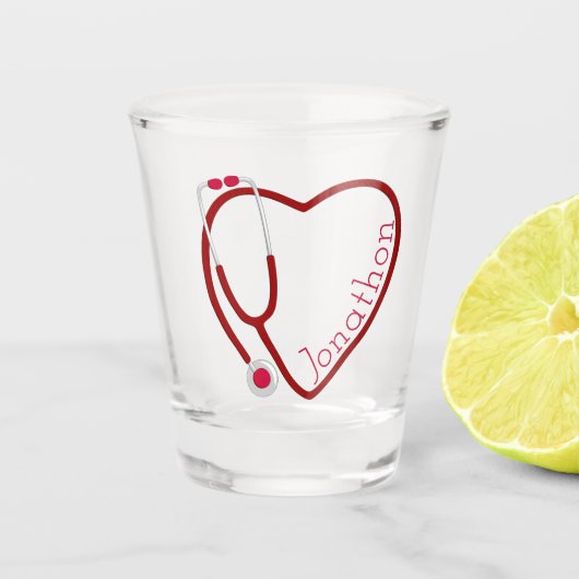 Verre A Shot Stethoscope Coeur Rouge Fun Valentine (Devant)