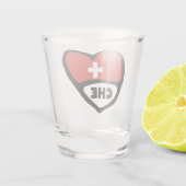 Verre A Shot Suisse Code Pays Coeur Drapeau, CHE (Dos)